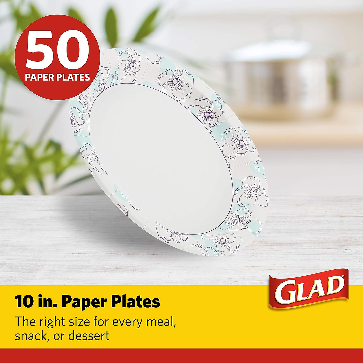 Dixie 10 inch Paper Plates, Dinner Size Printed Disposable Plate, 204 Count (3 Packs of 68 Plates)