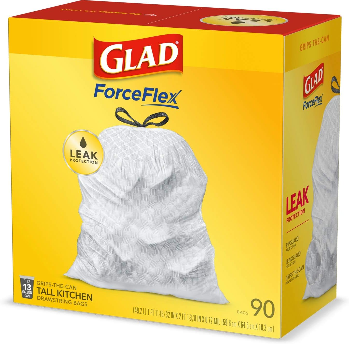 Glad Forceflex Tall Kitchen Drawstring Trash Bags 45 Count - 13 Gallon -  Carrs