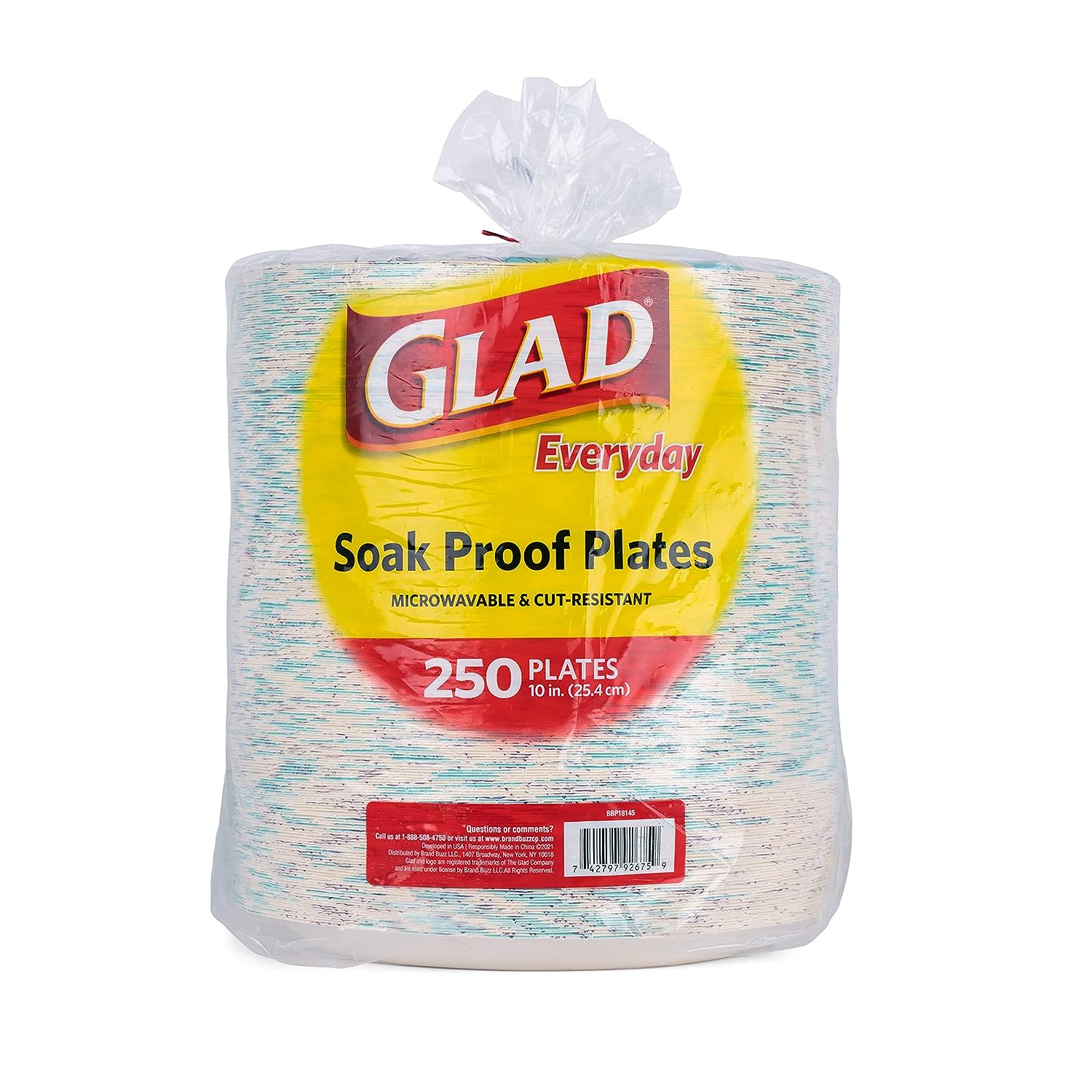 Glad Round Disposable Paper Plates 10 in, Blue Flower, Soak Proof, Cut  Proof, Microwave Safe Heavy Duty Paper Plates 10