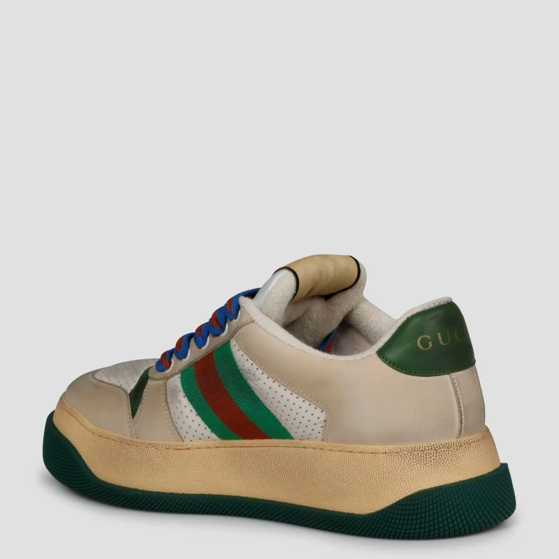 GUCCI Screener Web-stripe leather trainers  1