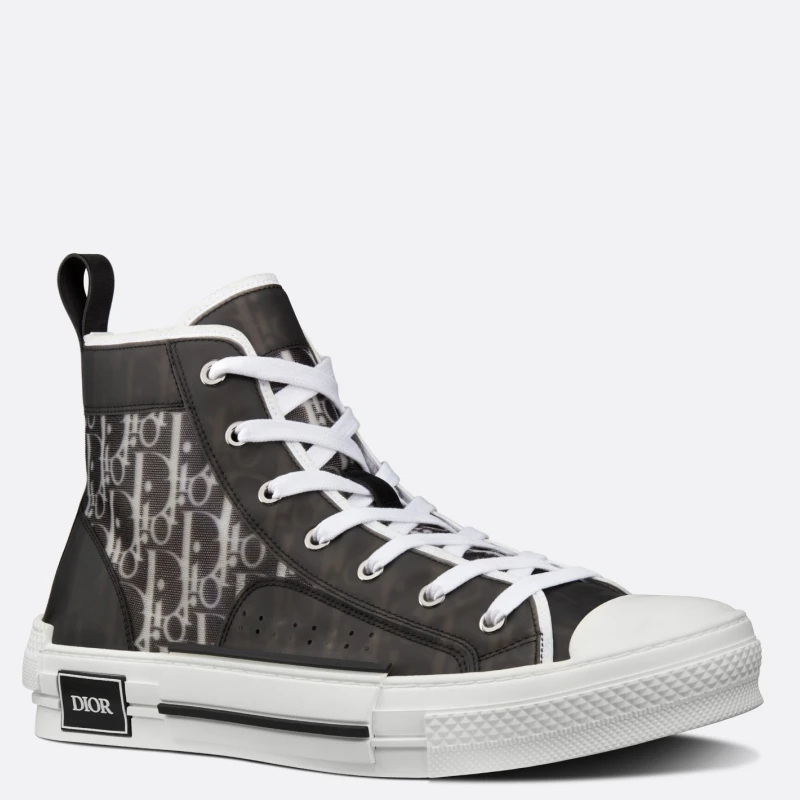 Dior B23 HIGH-TOP SNEAKER Black and White Dior Oblique Canvas  1