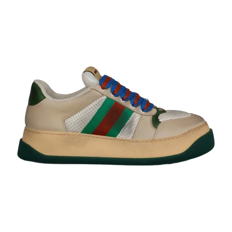 GUCCI Screener Web-stripe leather trainers  1
