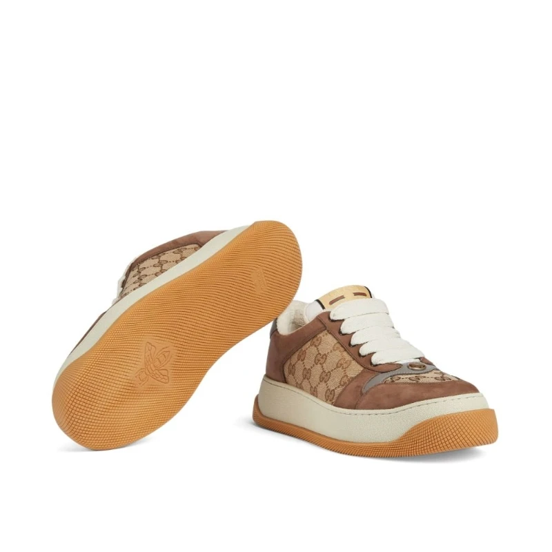 Gucci Screener GG Supreme sneakers,Screener Monogrammed Canvas, Suede and Leather Sneakers,Beige  1
