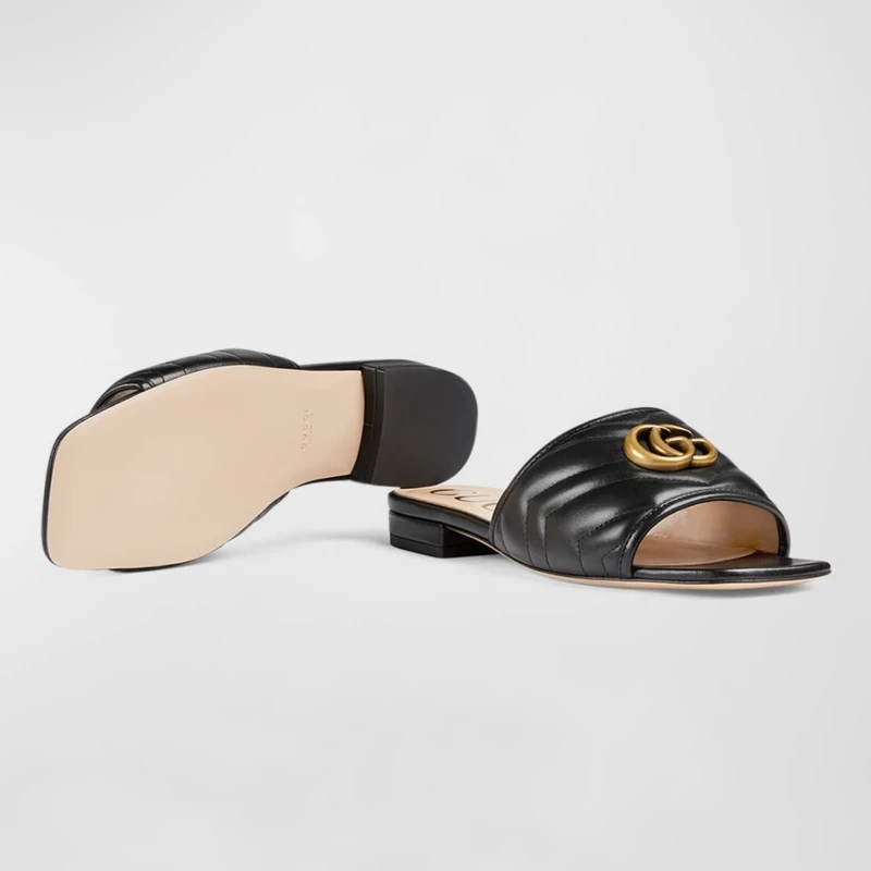 Gucci Jolie Quilted Medallion Slide Sandals  1