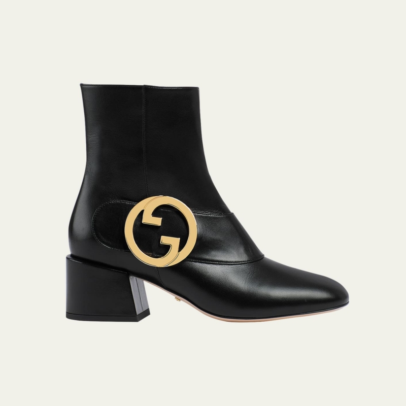 Blondie Leather Medallion Ankle Boots