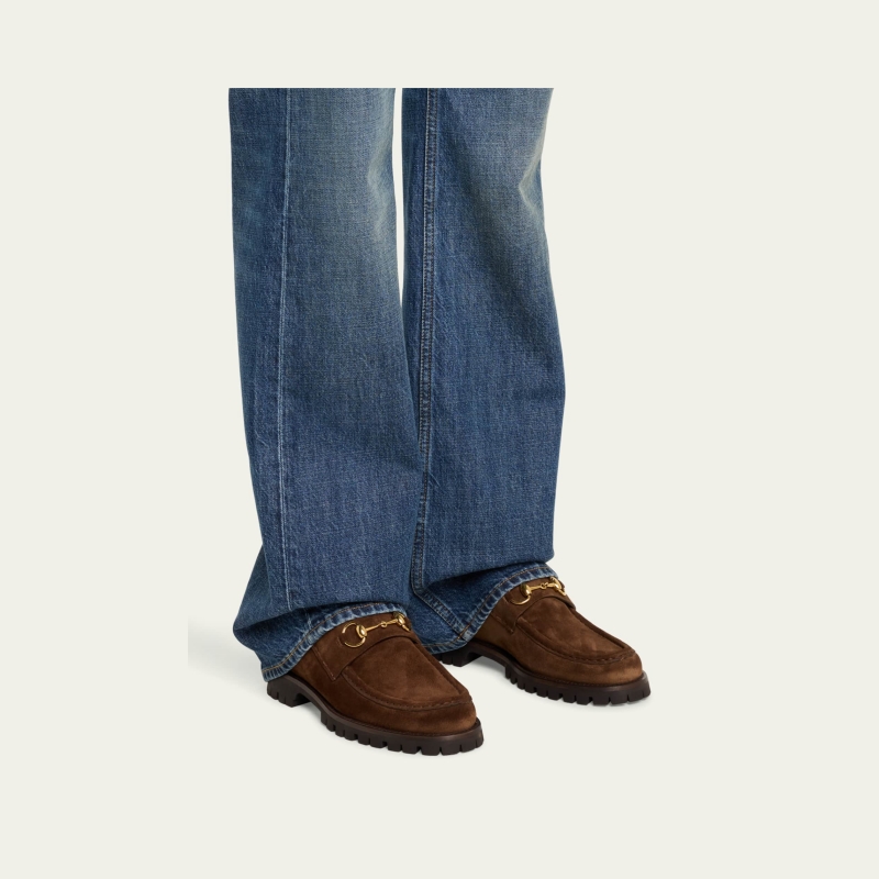 GUCCI Sylke Suede Bit Moccasin Booties