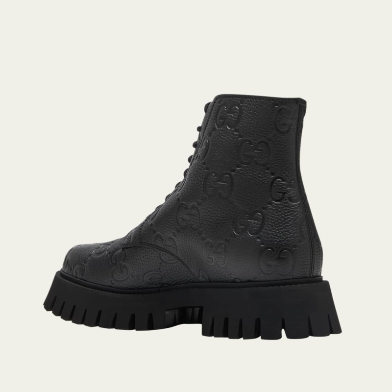 Men's Novo GG Leather Lug Sole Lace-Up Boots