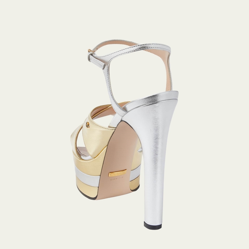 Angel Metallic Ankle-Strap Platform Sandals