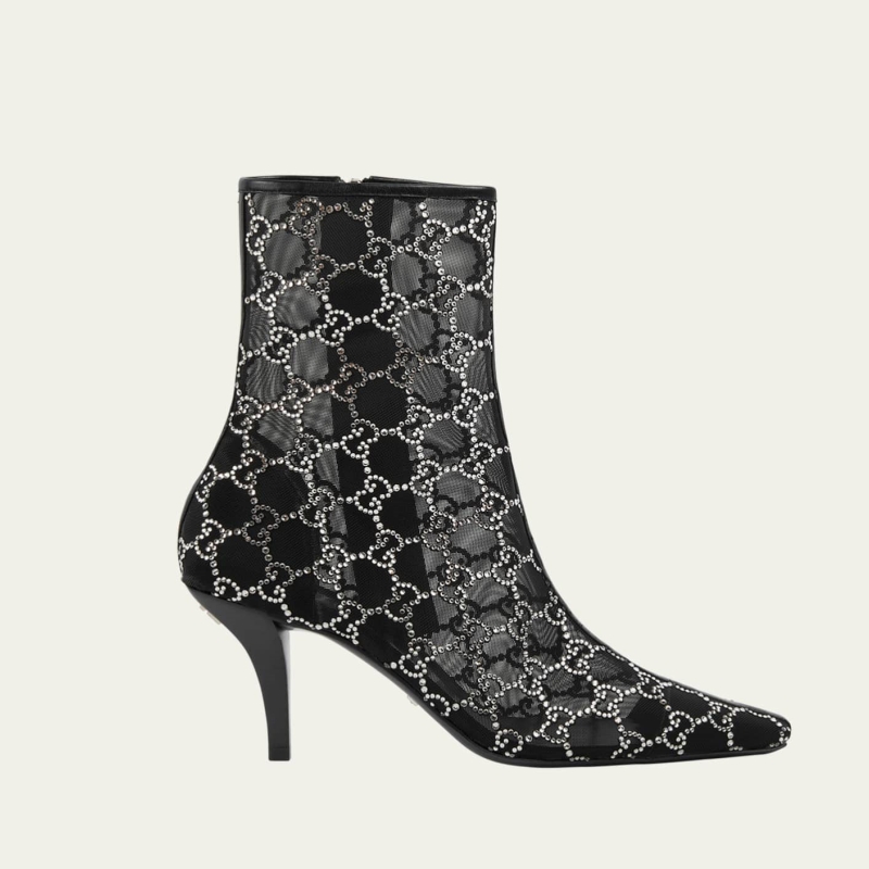 Demi Crystal Mesh Ankle Booties