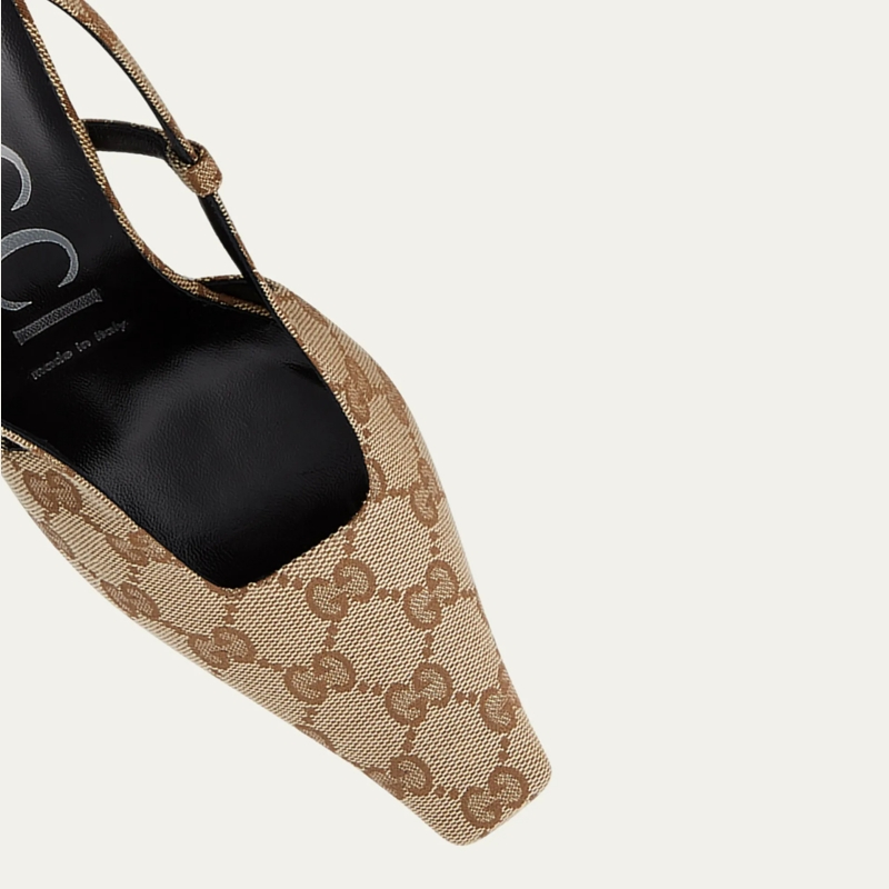 om GG Canvas Slingback Pumps