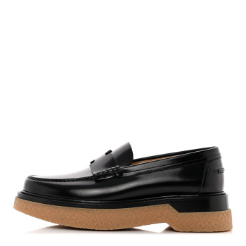 Glossed Calfskin Womens Dublin Loafers 36 Black