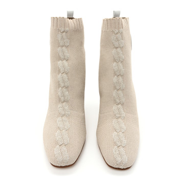 Knit Calfskin Volver 60 Ankle Boots 39.5 Nocciola