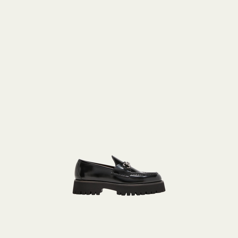 GUCCI Sylke Leather Bit Loafers