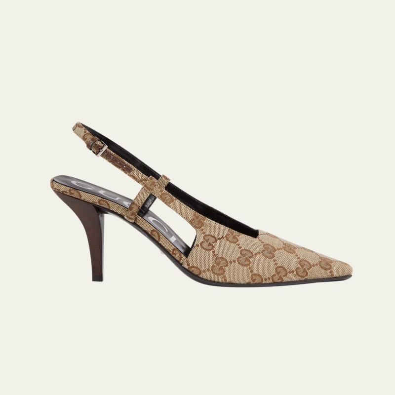 om GG Canvas Slingback Pumps