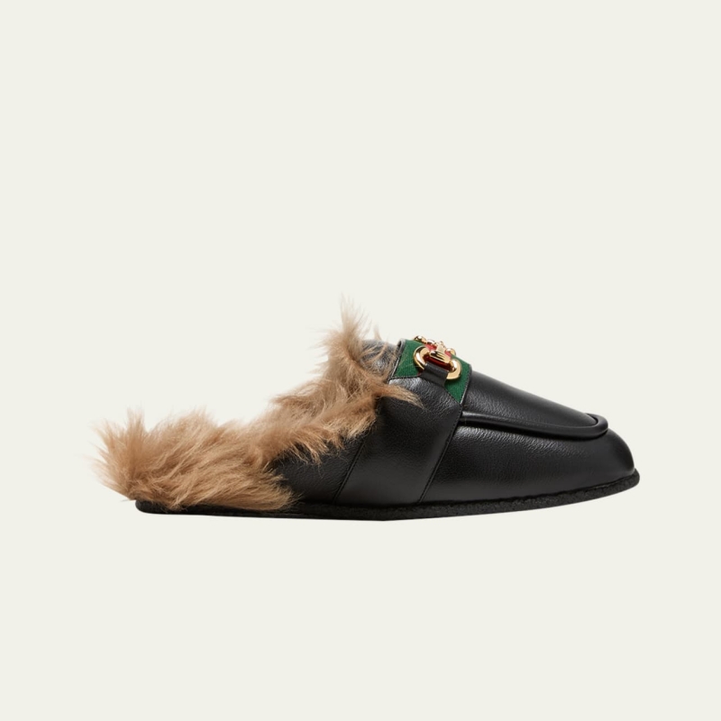 Men's Airel Long Shearling and Leather Mule Slippers