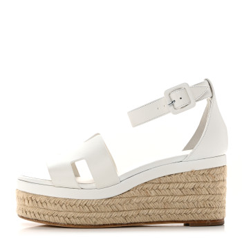 Goatskin Elda Espadrille Wedge Sandals White