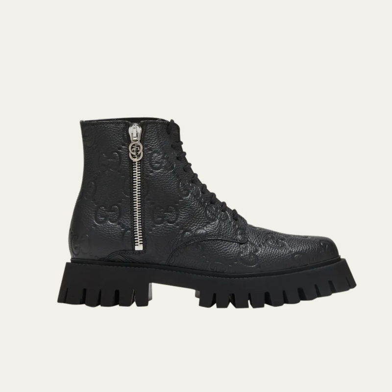 Men's Novo GG Leather Lug Sole Lace-Up Boots