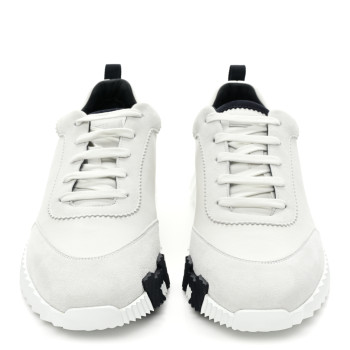 Goatskin Suede Goatskin Bouncing Sneakers  White Navy