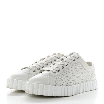 Perforated Calfskin Cross Sneakers  White
