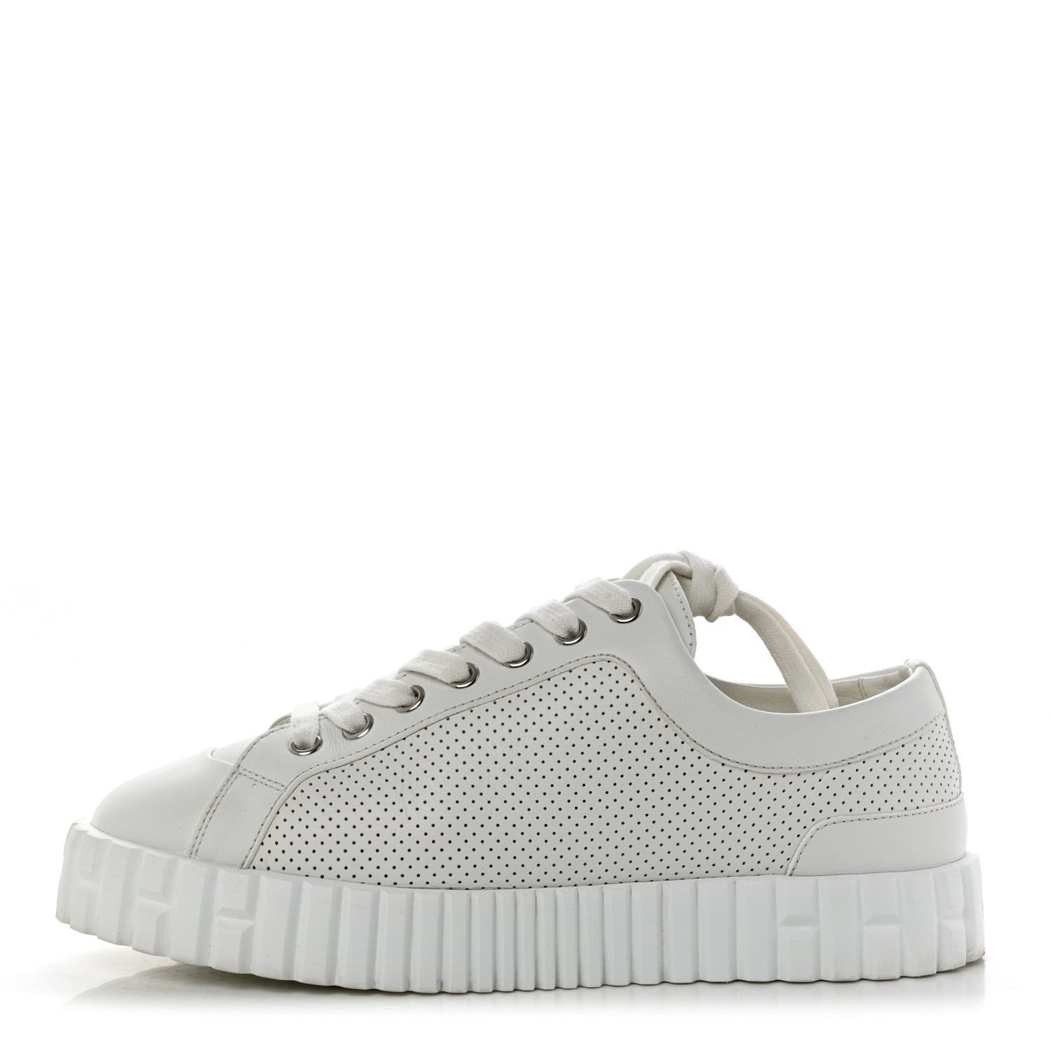 Perforated Calfskin Cross Sneakers  White