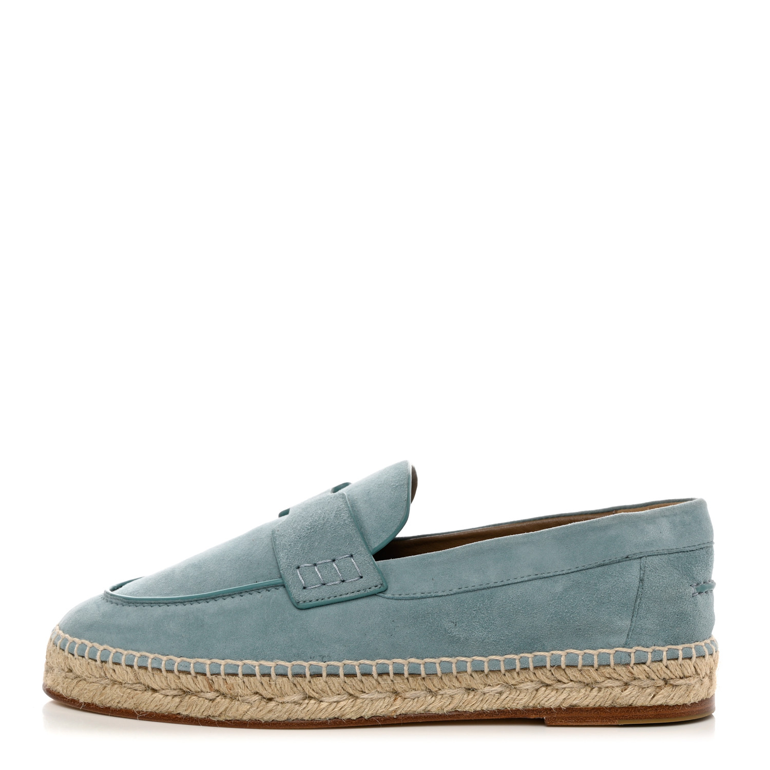 Suede Calfskin Womens Trip Espadrilles  Vert D'Eau