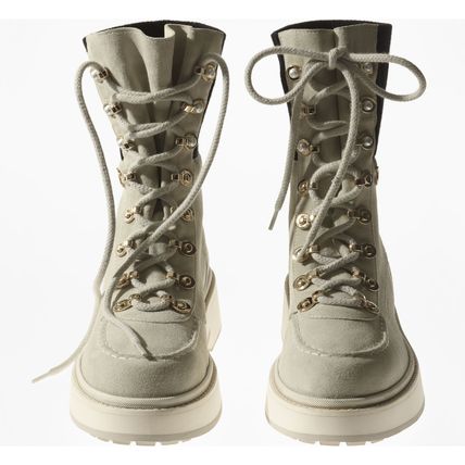 CHANEL | Plain Toe Suede Blended Fabrics Plain Block Heels