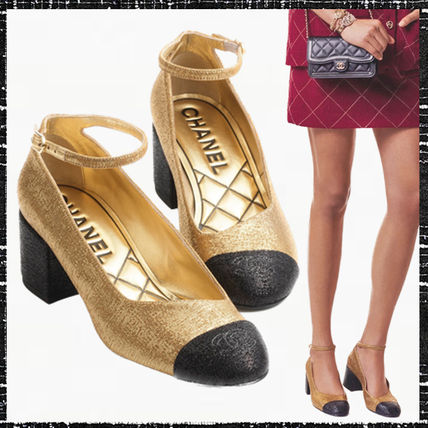 CHANEL |  G45071 B13903 NQ917 MARY JANES Fabric Gold/Black