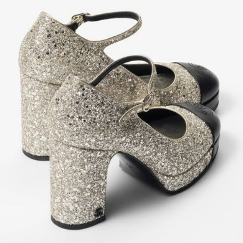 CHANEL | Round Toe Casual Style Blended Fabrics Street Style Bi-color