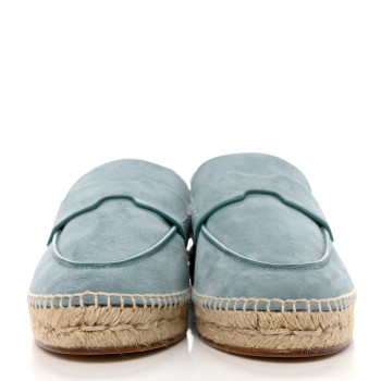 Suede Calfskin Womens Trip Espadrilles  Vert D'Eau