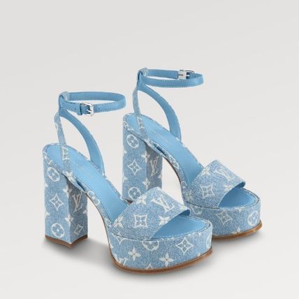 Louis Vuitton | Monogram Open Toe Platform Casual Style Block Heels