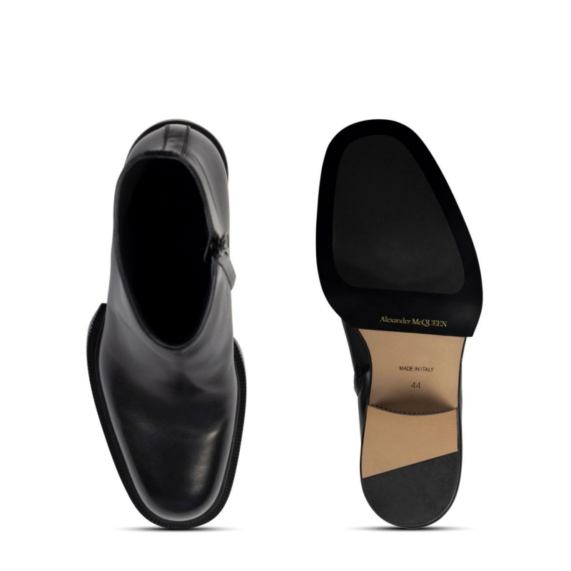 Alexander McQueen Cuban Stack leather boot