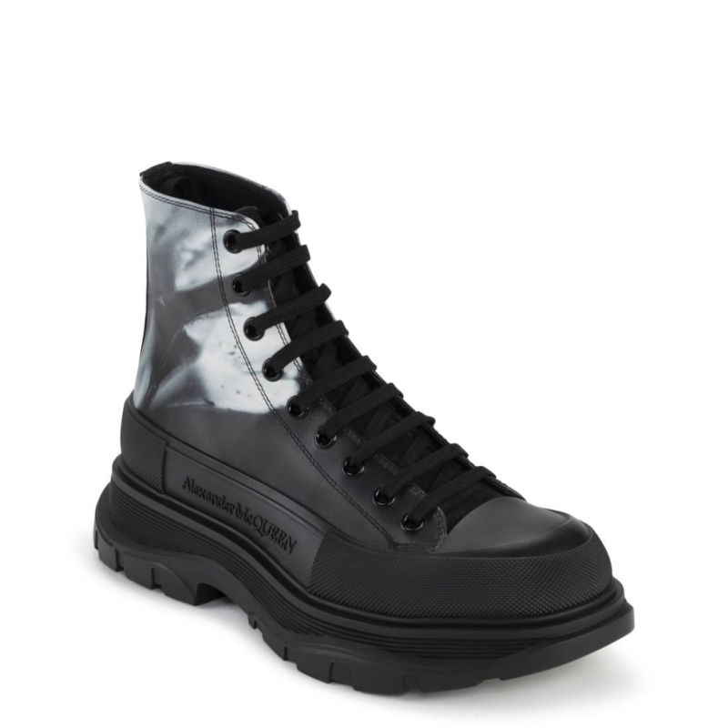 Alexander McQueen orchid-print Tread Slick boots