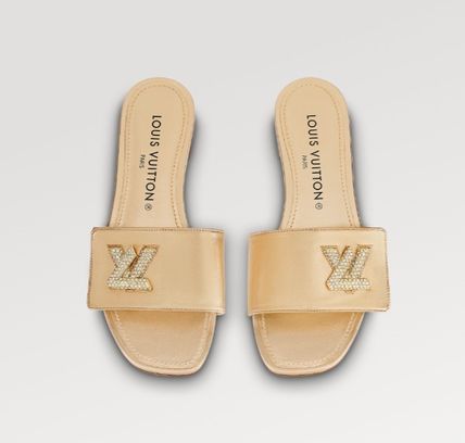 Louis Vuitton | Open Toe Leather Elegant Style Slippers Mules Logo Metallic