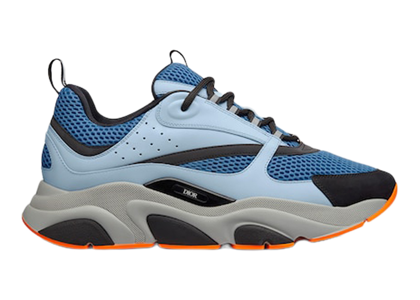 DIOR B22 Sneaker Blue Technical Mesh Light Blue Grey Orange