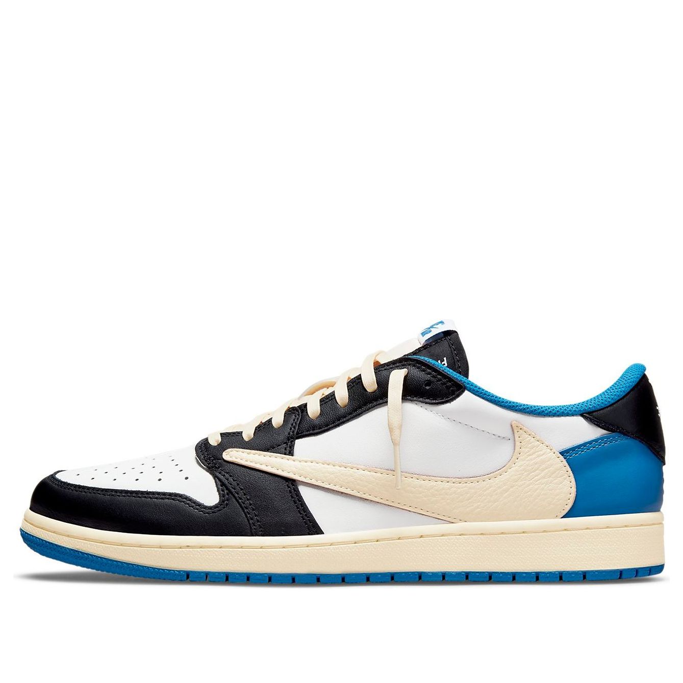 Air Jordan 1 Retro Low x Fragment Design x Travis Scott x  Sail Black Military Blue