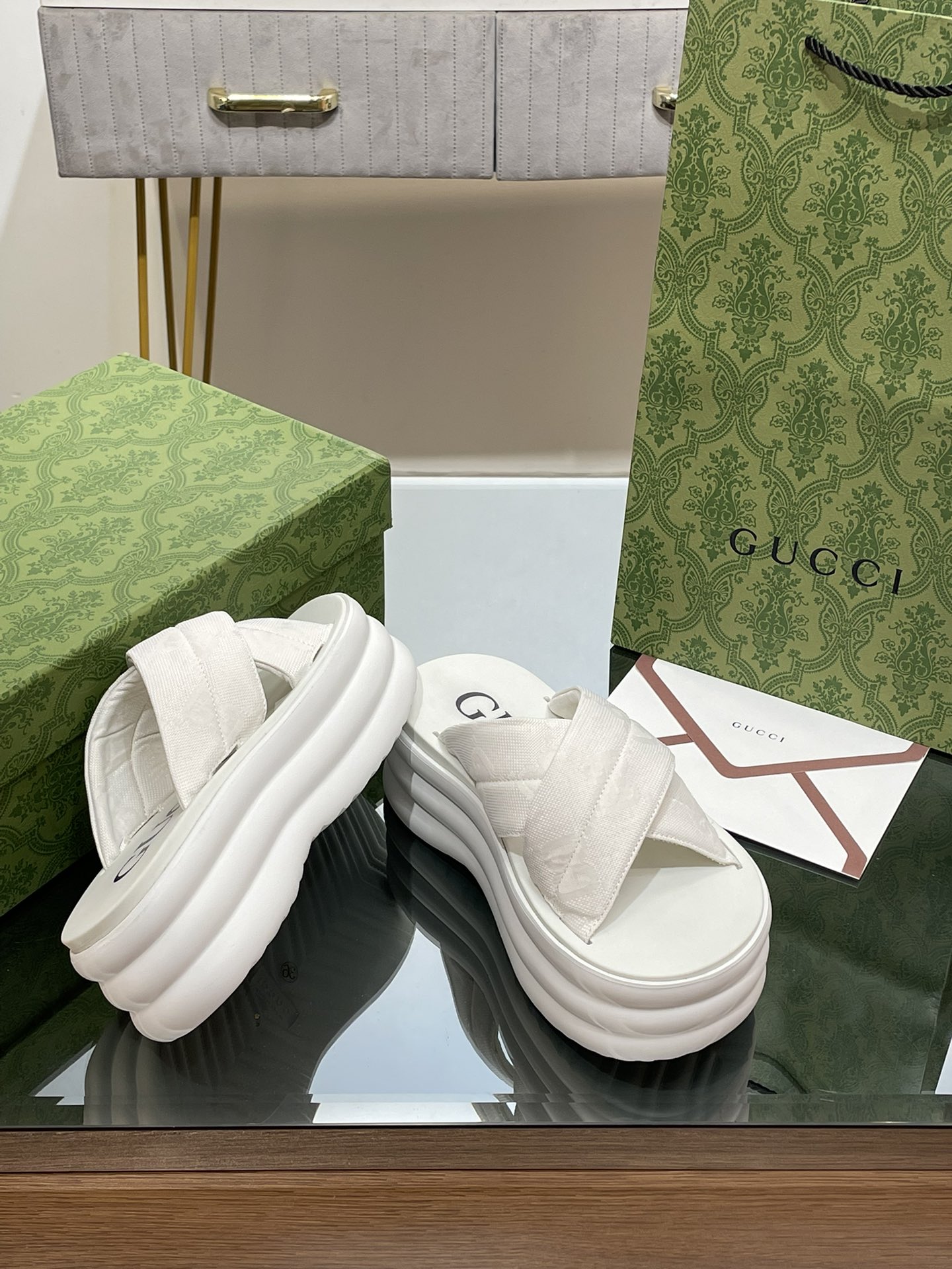 GUCCI PLATFORM BEACH SLIDERS