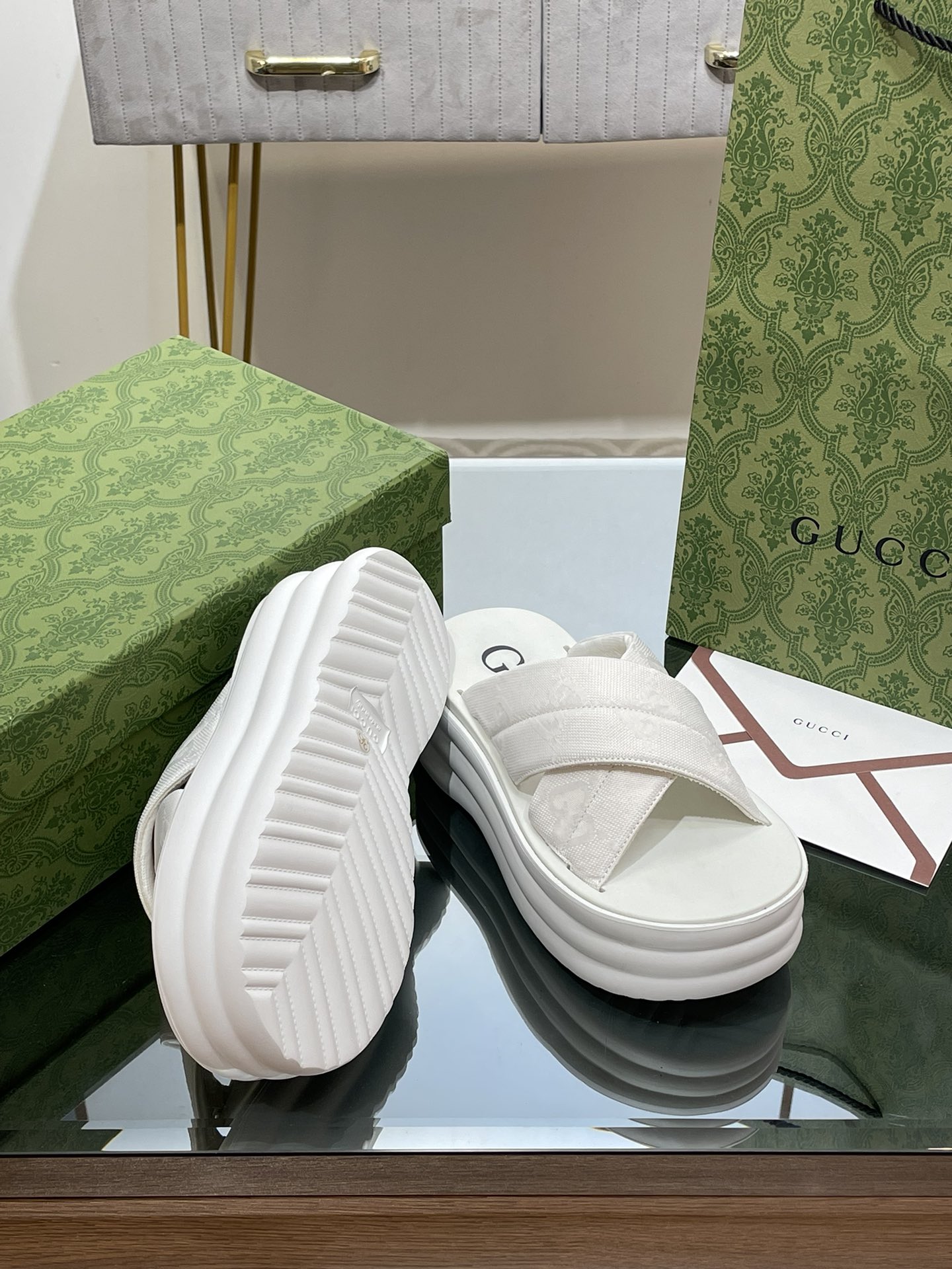 GUCCI PLATFORM BEACH SLIDERS