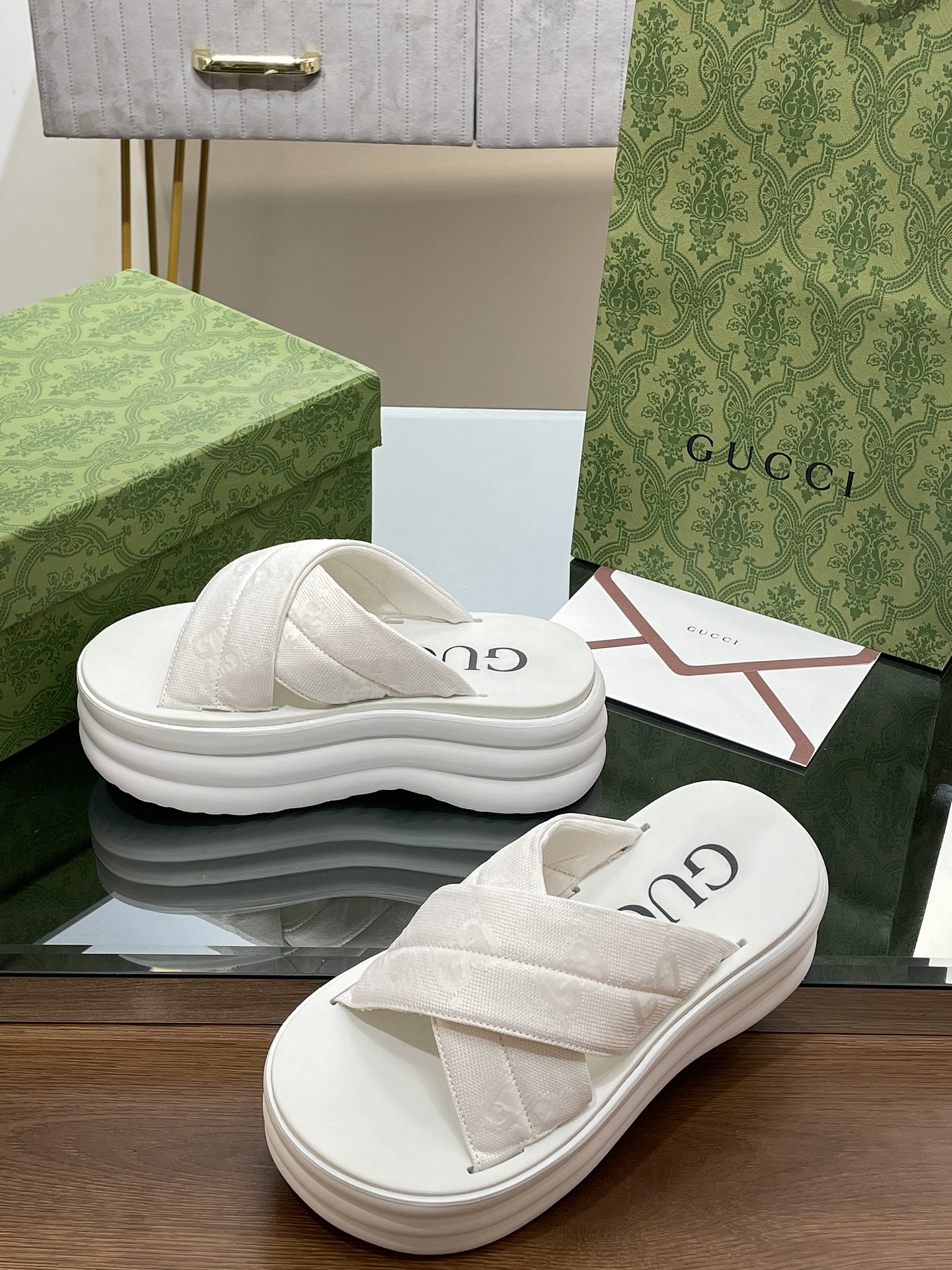 GUCCI PLATFORM BEACH SLIDERS