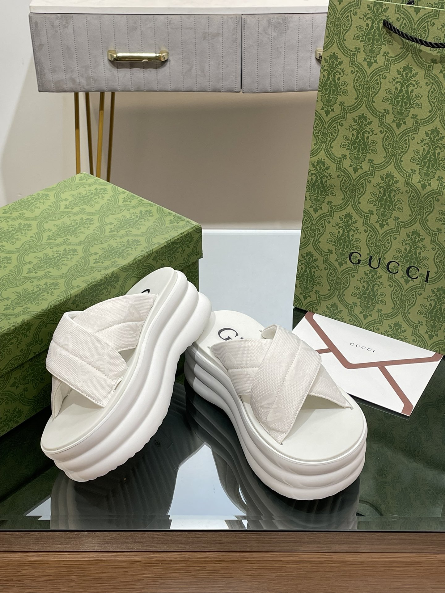 GUCCI PLATFORM BEACH SLIDERS