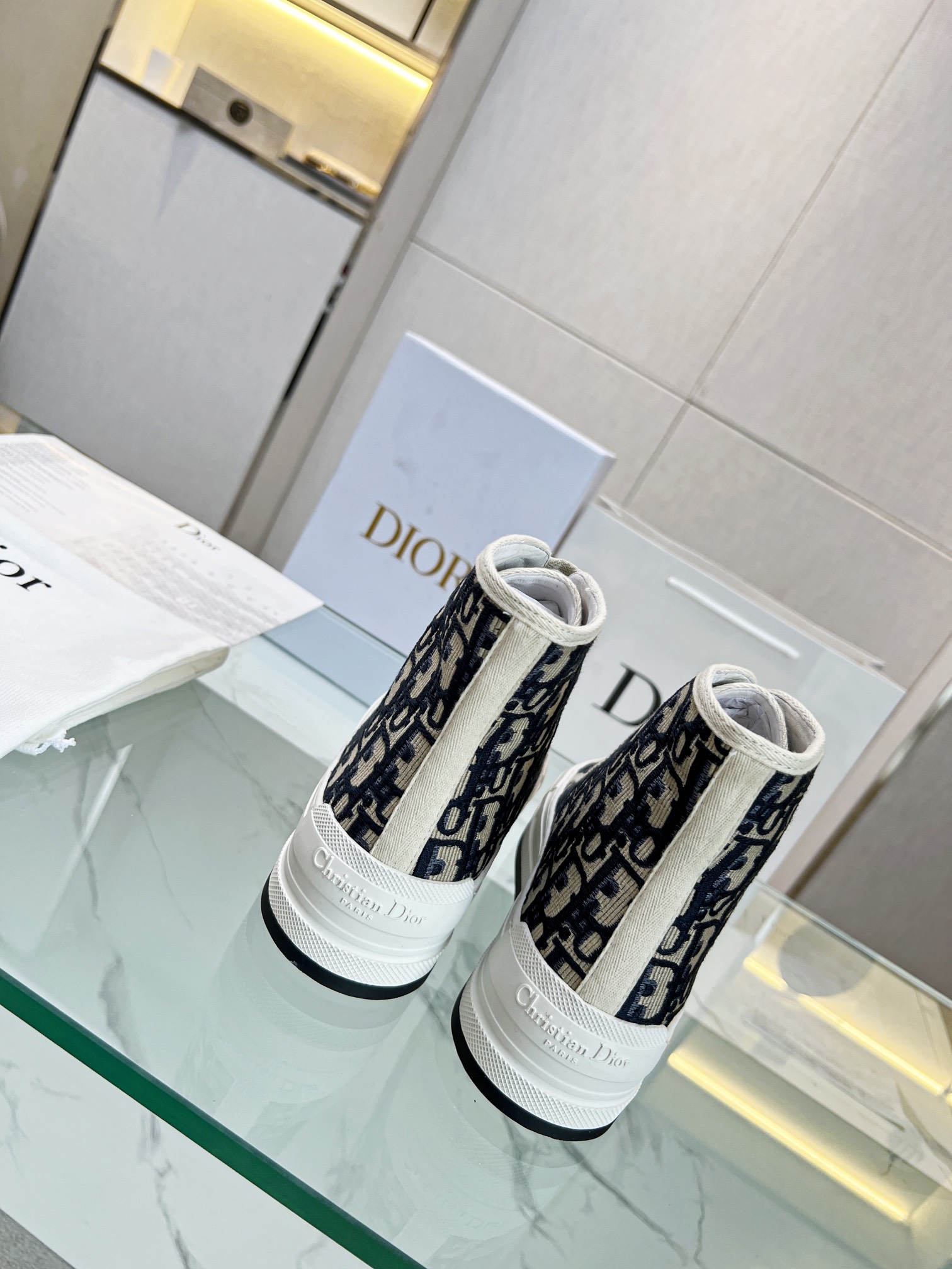 Walk 'n'Dior platform embroidered trainers