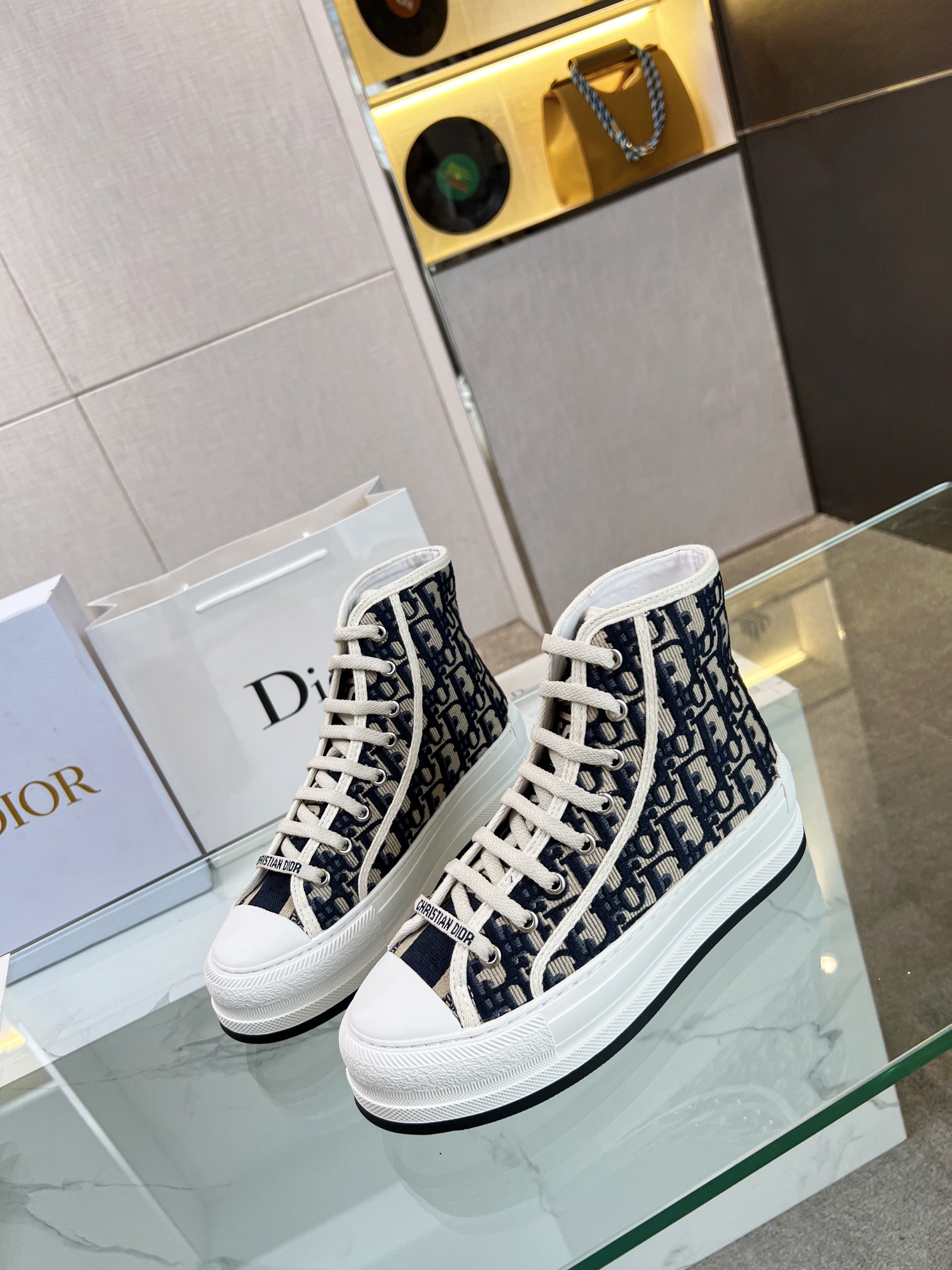 Walk 'n'Dior platform embroidered trainers