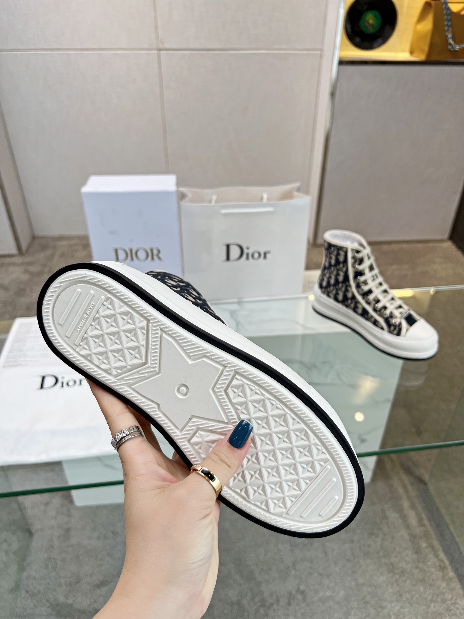 Walk 'n'Dior platform embroidered trainers