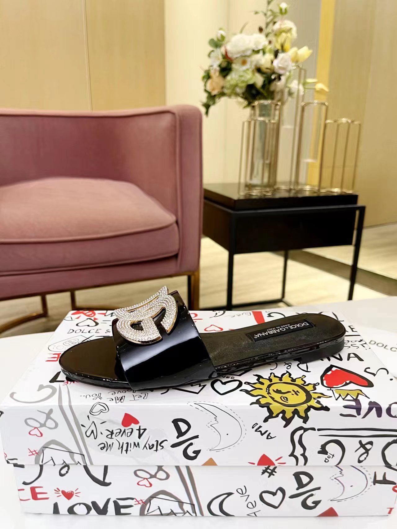 Dolce & Gabbana sliders with crystal buckles