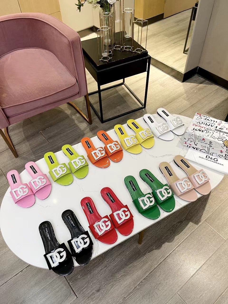 Dolce & Gabbana sliders with crystal buckles