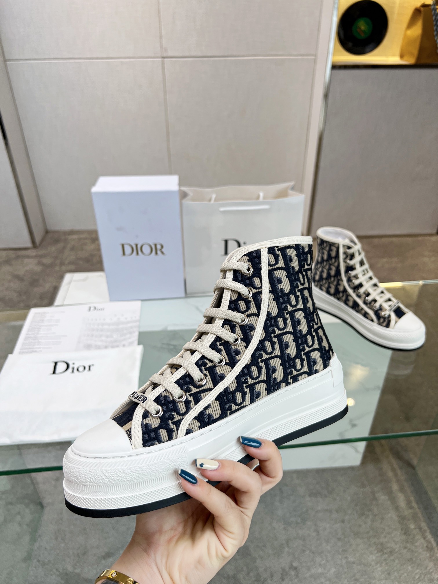Walk 'n'Dior platform embroidered trainers