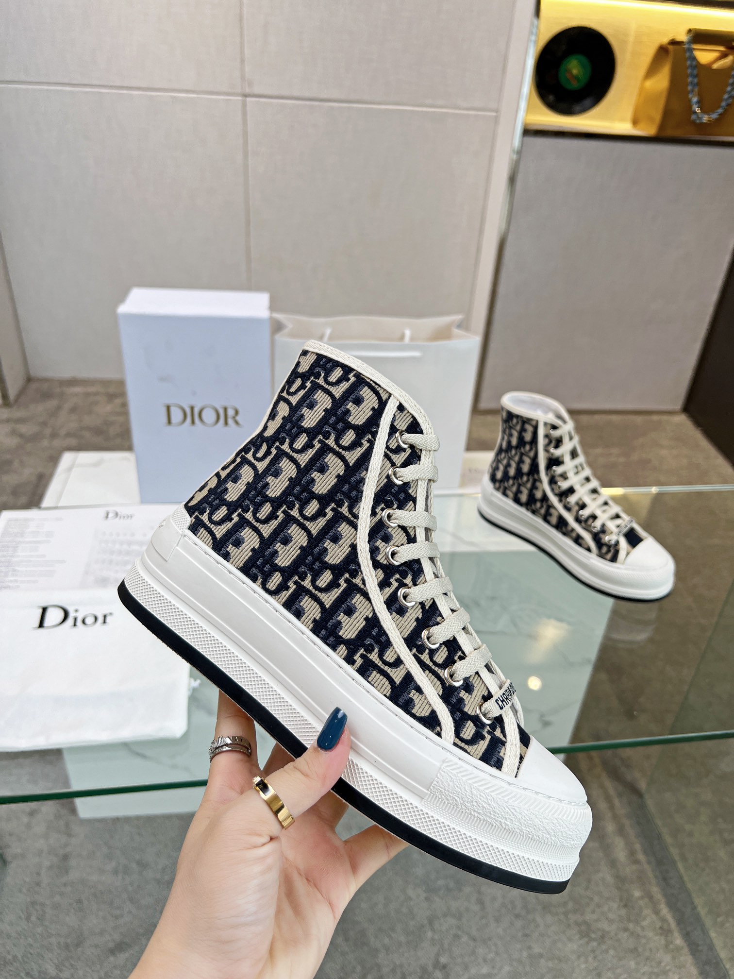 Walk 'n'Dior platform embroidered trainers