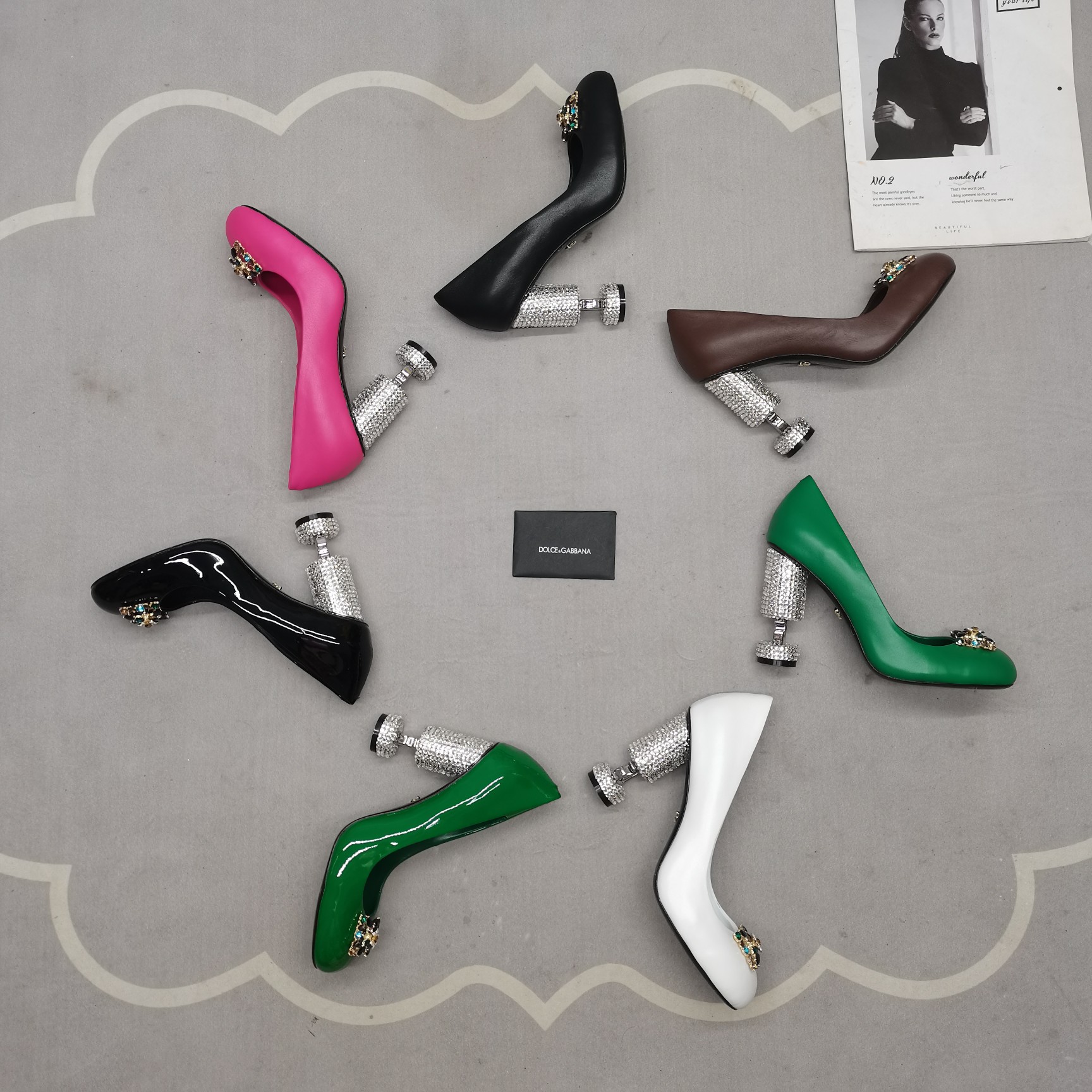 Dolce & Gabbana DG heel coloured diamond-studded buckle heels 💎 👠