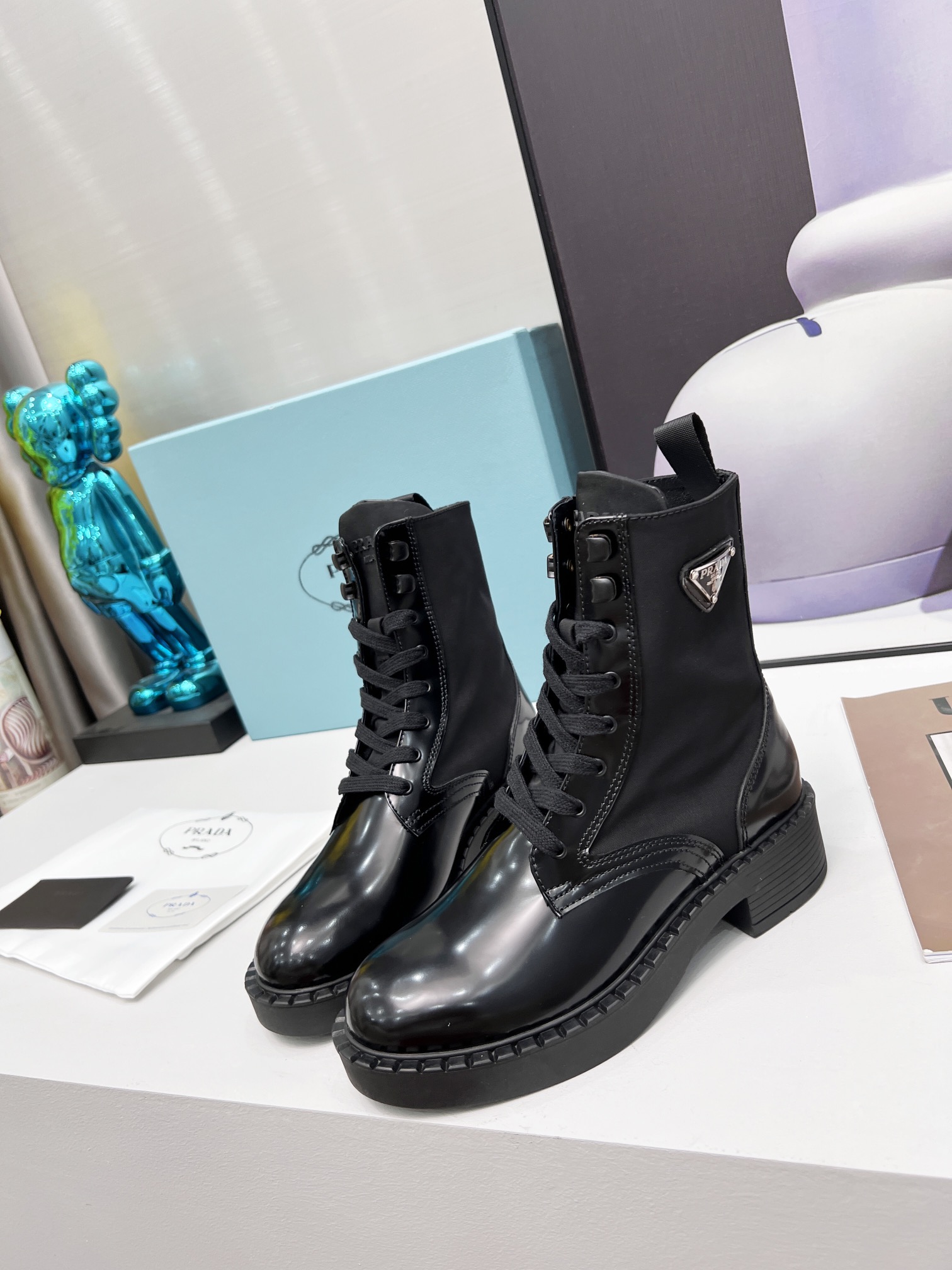 Prada boots and platform martin boots Biker boots