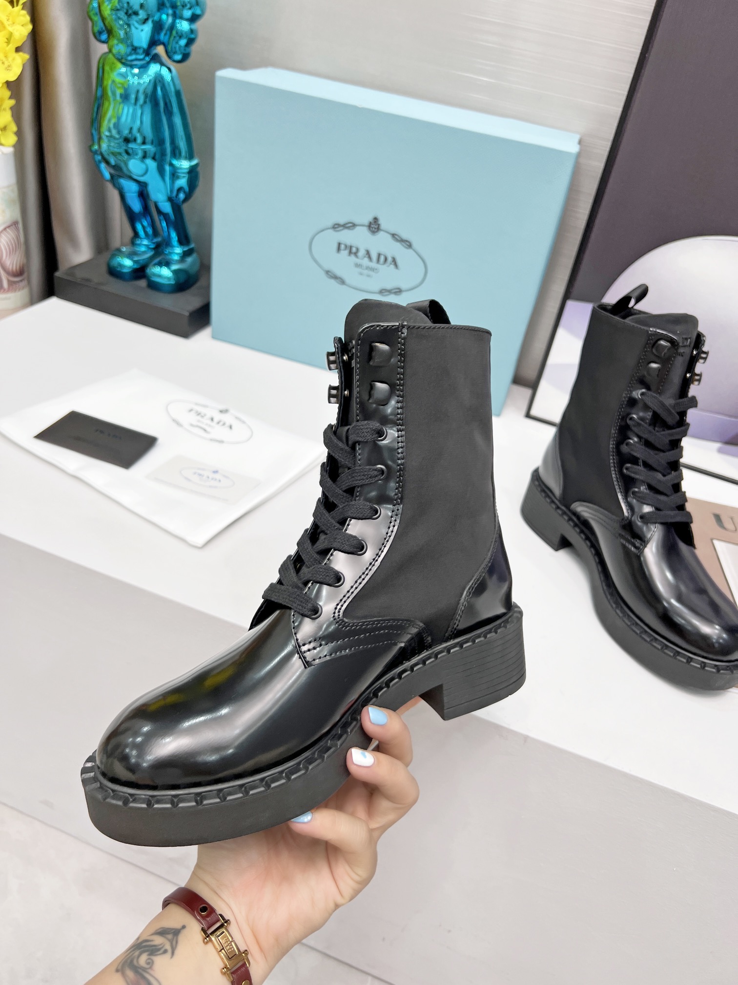 Prada boots and platform martin boots Biker boots