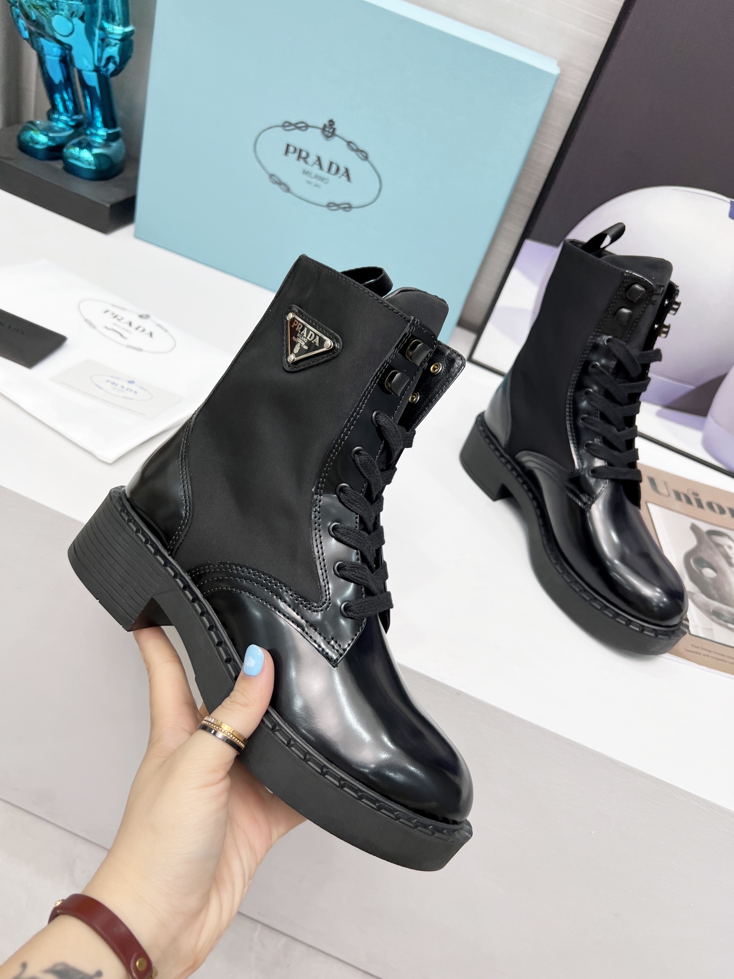 Prada boots and platform martin boots Biker boots